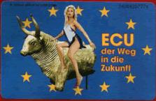 This symbol of the European Union is printed on stamps, phone cards, and currency. The woman is known from Greek mythology as 'Europa' and literally she has been raped by the beast.
