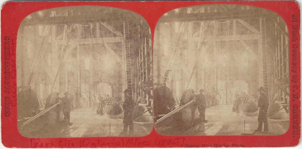 Park City Hoist House 6- Carter, Charles W. Ontario Mine, Hoisting Works. Salt Lake City: C.W. Carter, (c.1885). Stereoview. Albumen photograph [8.