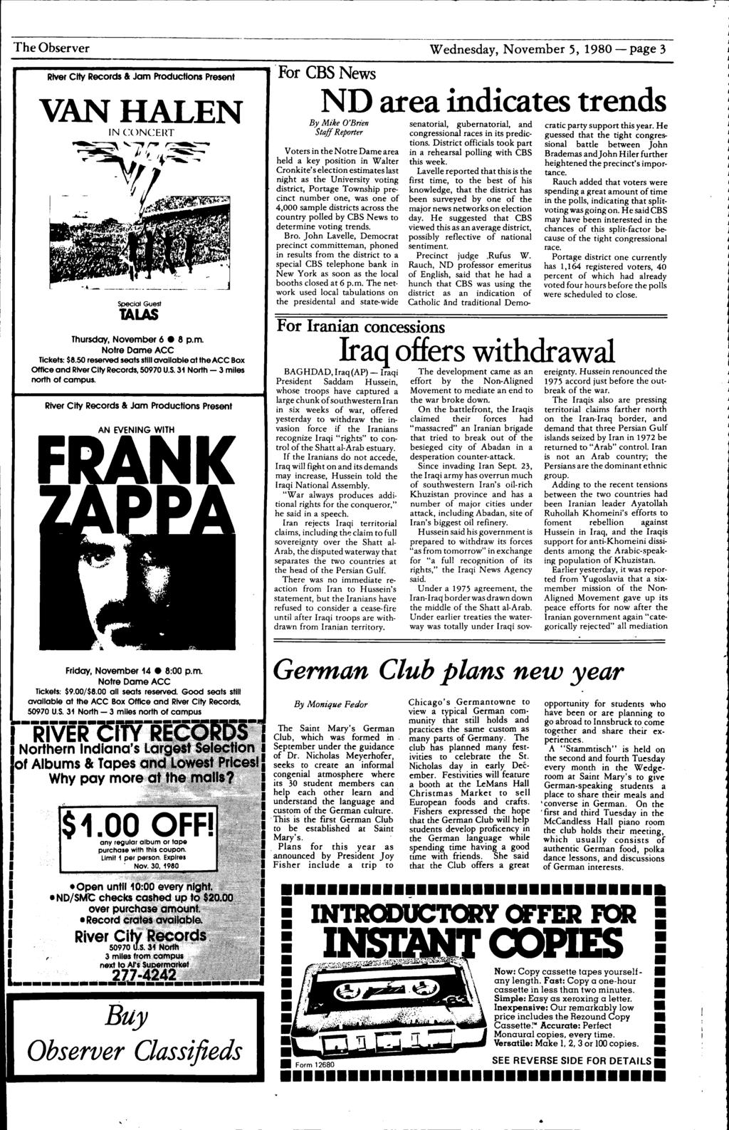 ~--------------------------------------------------------------------------------------------------------------------------------------------,-- The Observer Wednesday, November 5, 1980-page 3.