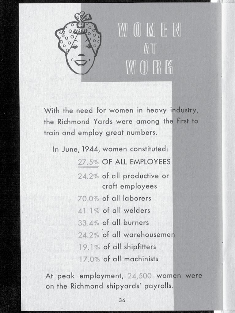 Women at Work This page from a 1944 booklet about the four shipyards in Richmond, California, provides a glimpse of the workforce during wartime.