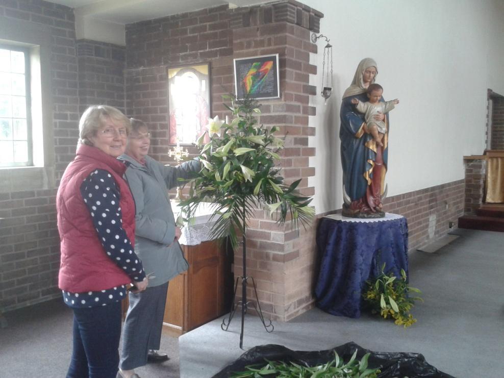 4. ST. PETER S CHURCH RICKERSCOTE, STAFFORD. Preparing the Easter floral decorations.