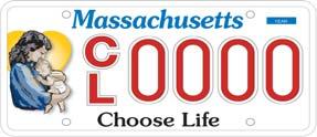 PRO-LIFE LICENSE PLATES Pro-life license plates are now available in Massachusetts! They have a beautiful image of a mother and a child and the message choose life.