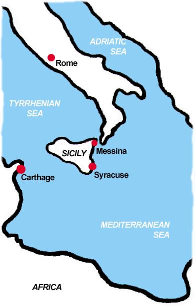 mercenaries, left idle, invaded city of Messana, Carthaginian territory; created pirate base 289 BC 270 BC Syracuse attempts to rid Sicily of the
