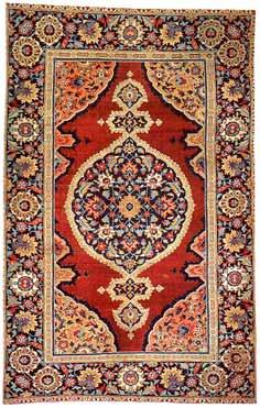 Daniel noted that Indian carpets also have some unusual color usages: they use similar, adjacent colors without outline, and mix colors for transitions, in both the commercial and finer carpets.