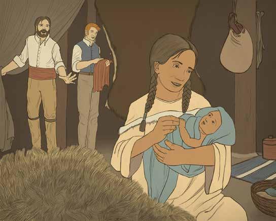 Sacagawea and her baby boy traveled with the expedition. One day, Lewis and several of his men met a group of sixty Shoshone. They were friendly toward the explorers and welcomed them.