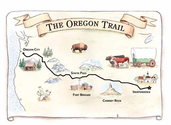 The Oregon Trail started in Independence, Missouri. the trail followed the shallow Platte River across the Great Plains. The grassland stretched as far as the eye could see.