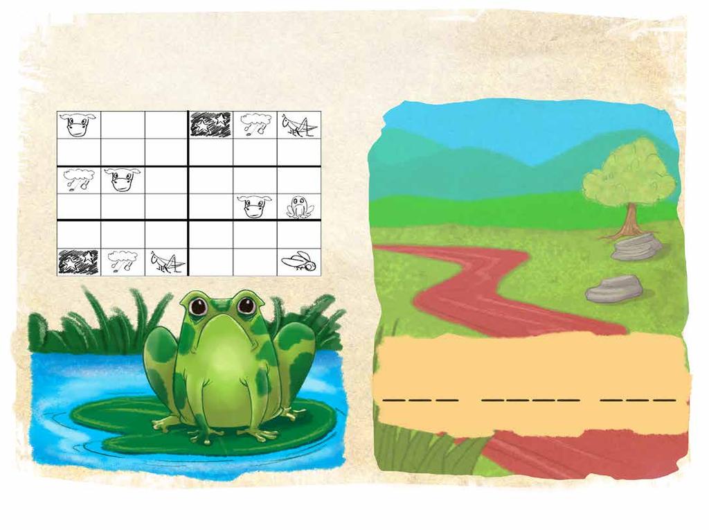 The Plagues Sudoku Fill in the boxes using the pictures: frog, fly, cow, hail, locust, or darkness.