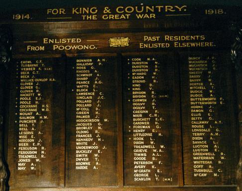 A Cook is also remembered on the Poowong Hall Honour Roll (First