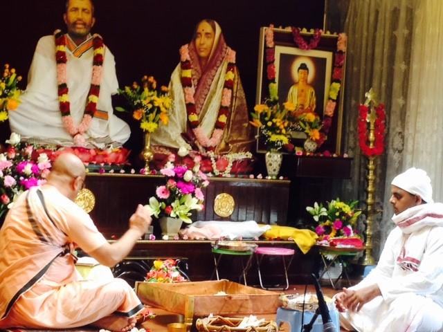 from 9 a.m. to about 12 noon. Sri Sri Lalitasahashranama was recited on 3rd of October from 5:45 to 6:45 p.m. and on 4th of October a special worship was performed with the ten specified objects.
