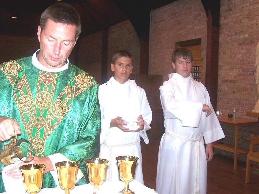 from credence table and wait at altar with server #2.