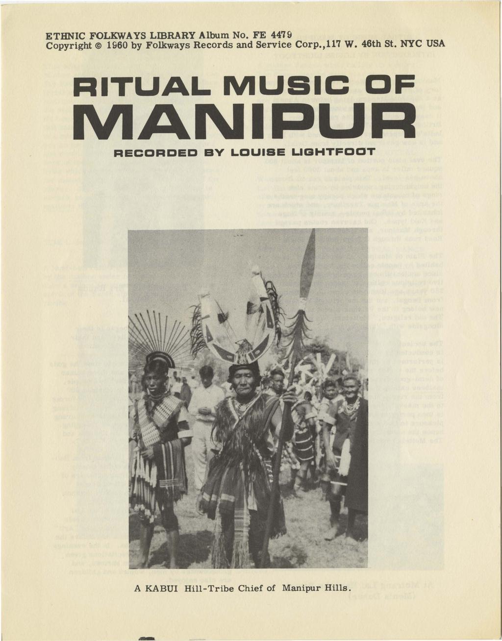 ETHNIC FOLKWAYS LmRARY Album No. FE 4479 Copyright @ 1960 by Folkways Records and Service Corp., 117 W.