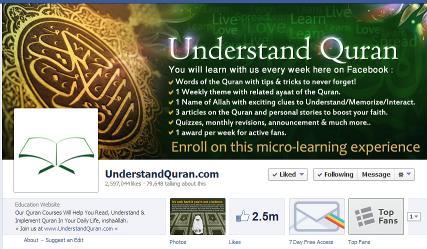 WEBSITE www.understandquran.com launched in year 1998. Now ranked as almost the top when you search learn Qur an, Quranic Arabic or understand Qur an in google. 60,000 email subscribers. www.facebook.
