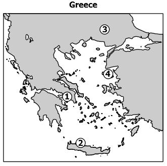 38 Which number represents the location of ancient Athens?