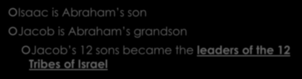 Isaac is Abraham s son Jacob is Abraham s grandson