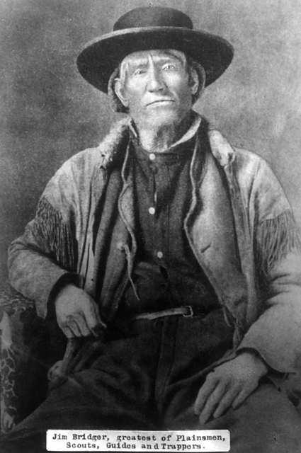 Jim Bridger first came west in 1822 as a teenage member of an exploration party. He was among the first non-natives to see the geysers and other natural wonders of the Yellowstone region.
