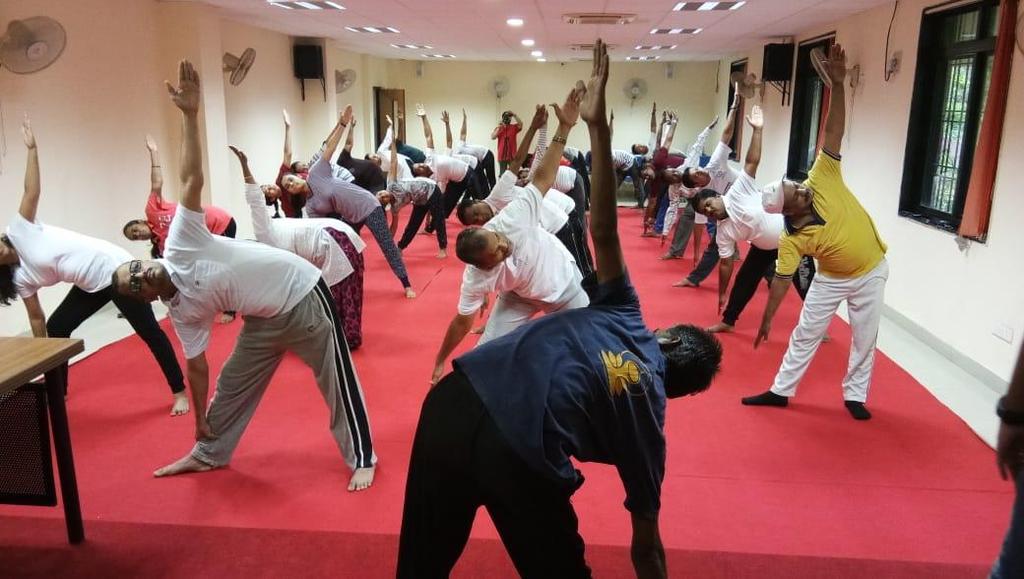 The fourth international day of Yoga was conducted at Regional Ayurveda Institute for Fundamental Research on