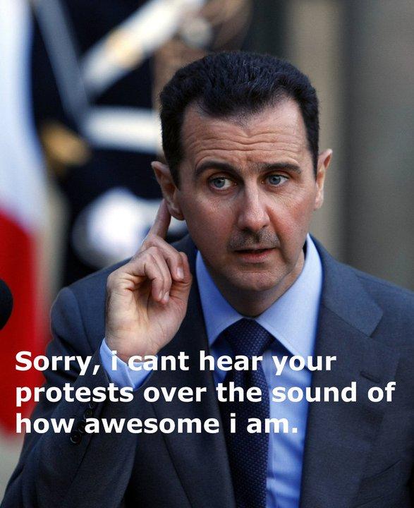 President Bashar al-assad Photograph of President Bashar al-assad with super-imposed text: Sorry, I can t hear your