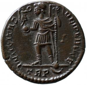 Constantine II on the obverse side and a