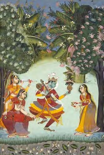 Both are avatars of Vishnu. Below: Banana tree is used as a spatial divider in Mewari paintings.