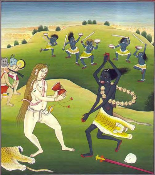 HINDU_Shiva and Kali Dynamic postures are common in Guler art as in this one from a series depicting Shiva and Kali.