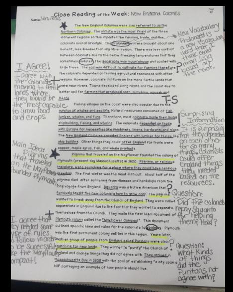 ) Students should have a visual reminder of the annotation symbols next to their passage as they read so that they can refer to this as they are working.