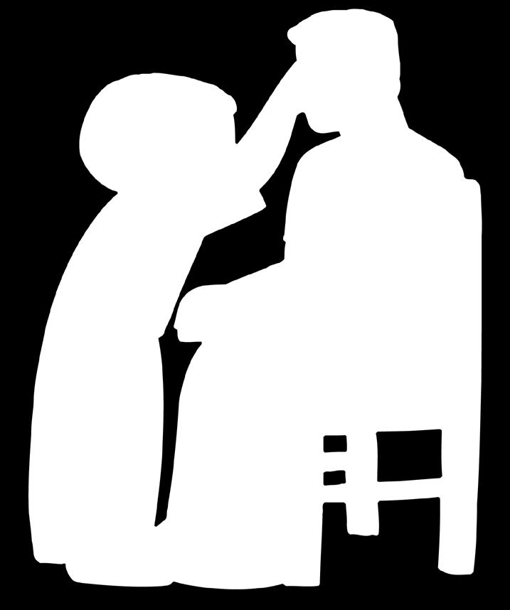 Have the small child stand directly in front of the chair and press his or her index finger against the middle of the person s forehead. (See the margin illustration.