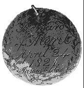 65, Lot Fig 6. Reward of merit medal 1822 Obverse: PARRAMATTA / SUNDAY / SCHOOL / INSTITUTED / 1814. Reverse; A / REWARD / OF / MERIT / TO / ANN HASSALL / 9th April 1822. Silver (57mm).