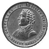 Les Carlisle Fig 8. Centenary of Sunday Schools medal, 1880. Obverse: Draped bust of Raikes left.