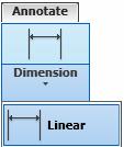 Linear הפקודה Linear מאפשרת מתן מידה קווית אופקית או מידה קווית אנכית בין שתי נקודות. לאחר בחירת הנקודות יש לקבוע את המיקום של קו המידה.