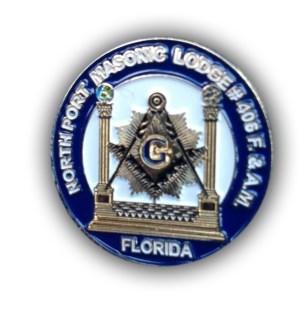 00 Lodge Pins: North Port Masonic Lodge Pin Available during your visit to Lodge Quantities are limited for this current order batch Cost $5.00 Simply contact any officer about becoming a sponsor.