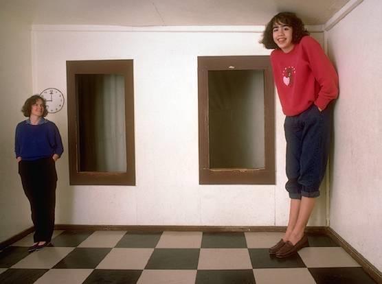 AMES ROOM If we were representing the world directly, then why do we see the child as so much larger than the woman?