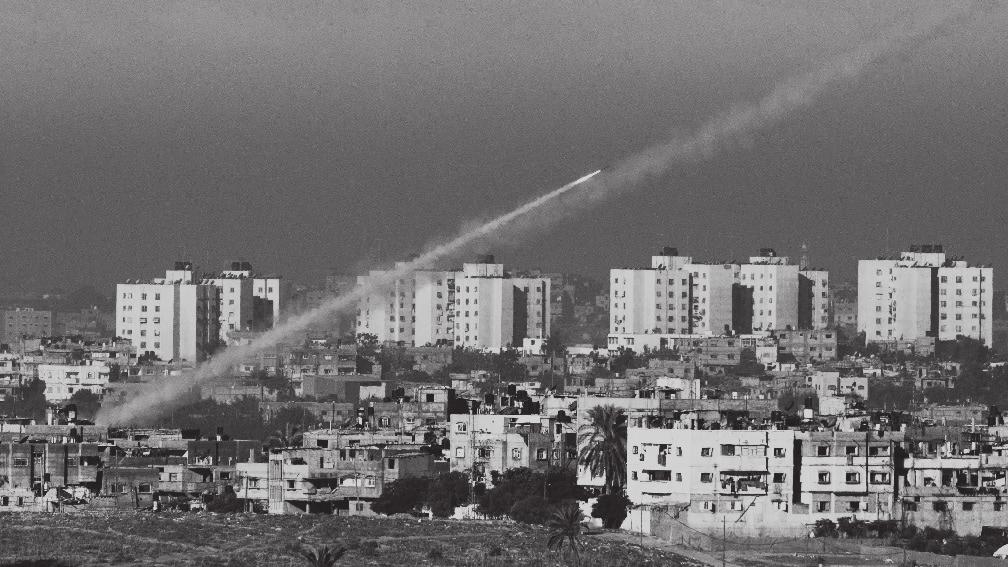 29 Thy kingdom come - Israel and the Arabs today The photograph shows rockets being launched into Israel from the Gaza strip in 2012.
