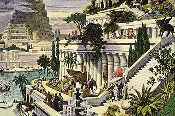 A 16th-century hand-coloured engraving of the "Hanging Gardens of Babylon" by Dutch artist Martin Heemskerck, with the Tower of Babel in the background There is much evidence of the biblical King