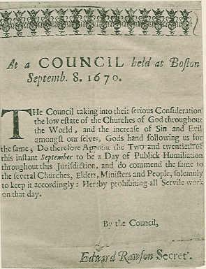 From 1620 to 1815, government (mostly colonial, and later state and national) proclaimed at least 1,400 public days of fasting or thanksgiving.