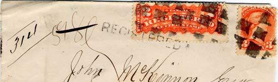 Very early registered mail to the Brandon Post Office,