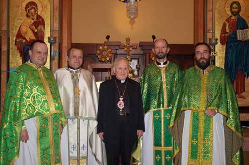 Clergy Conference Concluded With Bishop s Anniversary Celebration Bishop Gerald Dino surrounded by the priests from Eastern Europe. L to R: Fr. Mykahlo Sidun, Fr. Vasyl Mutka, Bishop Gerald Dino, Fr.