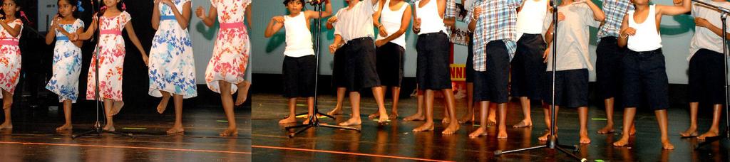 We started off with 2 dances choreographed to accompany the songs Ran Giri Giri and Ran Malak Lesa. Aunty Chintha with the help of several teachers and parents trained us.