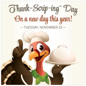 Mark your calendars - Thank-Scrip-ing Day is on Tuesday this year!