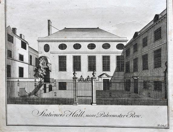 Studies: Full Issue Stationers Hall near Paternoster Row. Copperplate engraving, Benjamin Cole, circa 1770.