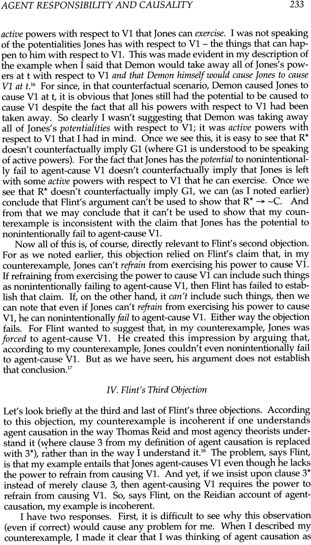AGENT RESPONSIBILITY AND CAUSALITY 233 active powers with respect to VI that Jones can exercise.