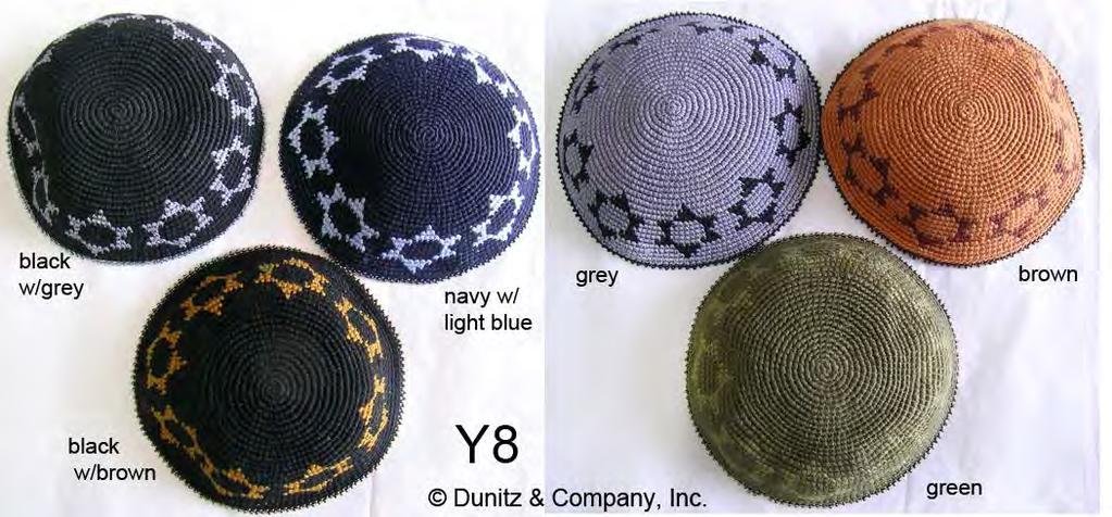Hand Crocheted Kippot Y8 Highlighted with Star of David in complementary color Made in: Guatemala