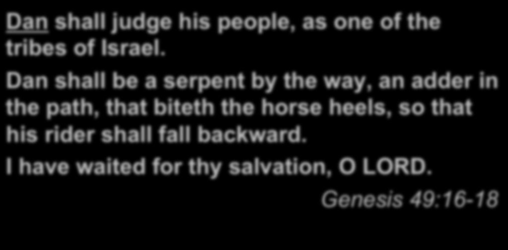 Dan shall judge his people, as one of the tribes of Israel.