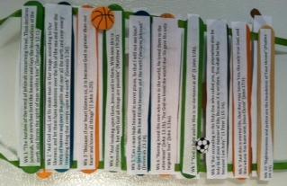 Instructions: 1. Print out the verses 2. Cut into strips 3. Glue the verses on popsicle sticks 4.