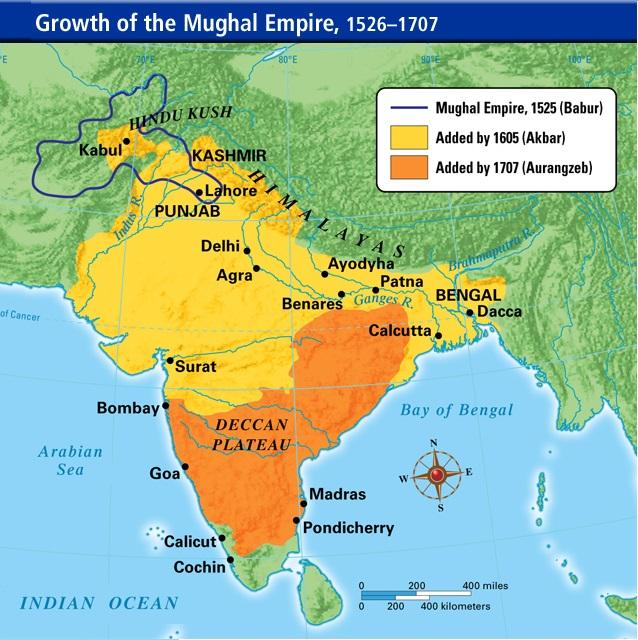 The Mughal dynasty had a Turkic-Mongol background, and it ruled most of northern India from the early 16th to the mid-18th century.