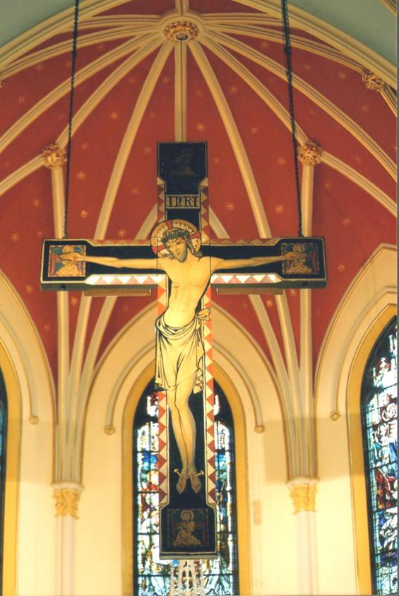 the suspended Crucifix over the newly restored