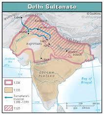 The Delhi Sultanate 700s: warlike Muslim tribes from Central Asia created small kingdoms in India. Their leader was a descendant of Timur and Genghis Khancalled themselves Mughals (means Mongols ).