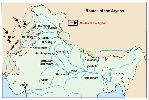 THE VEDIC PERIOD Aryans migrated to India through the Khyber and Bolan passes from central Asia.