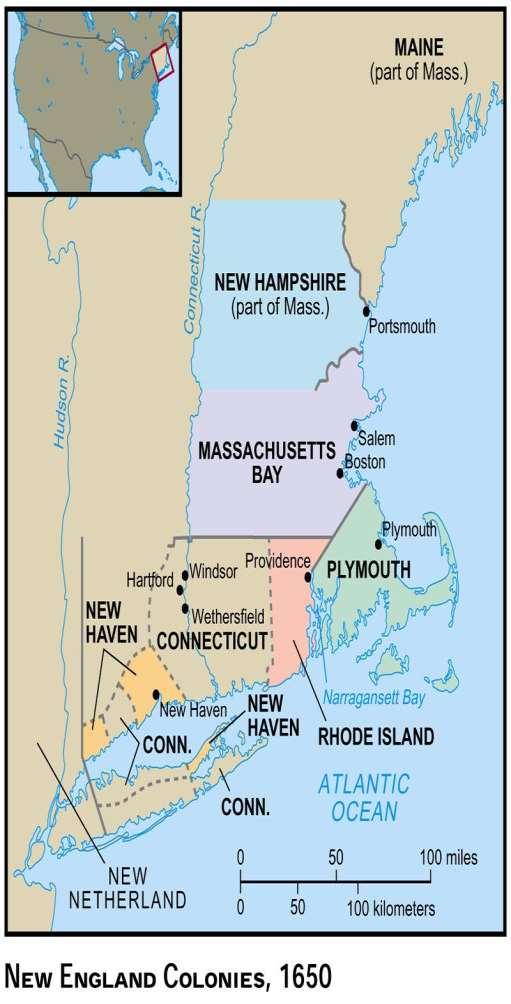 In 1679, New Hampshire separates from