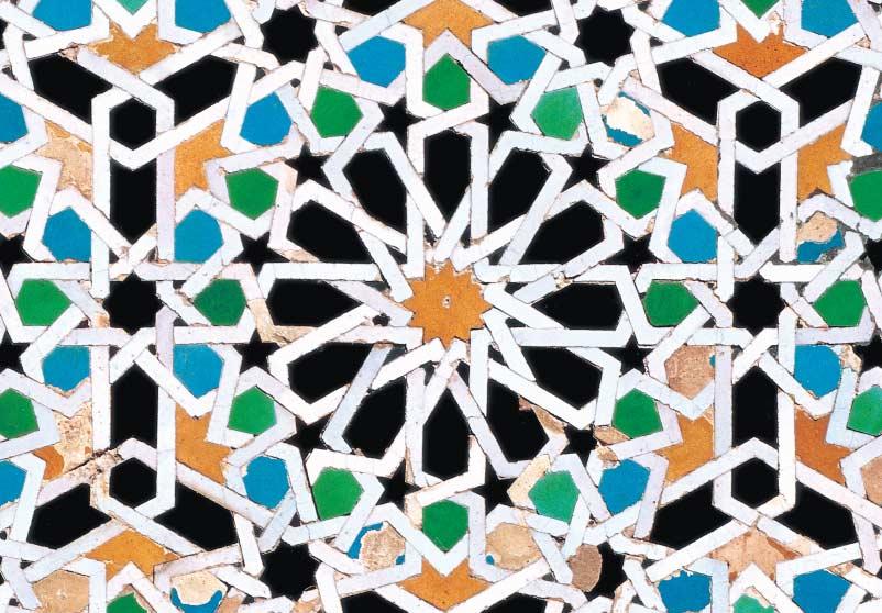 0 This masterpiece zillij pattern on a wall at the th-century Attarine Madrasa in Fez radiates from -pointed stars to fill black-rimmed hexagons, interwoven with