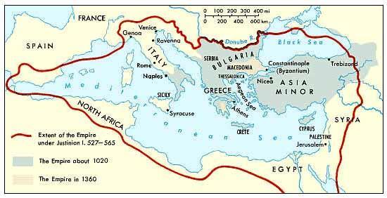 The West of the 7 th Century The Mediterranean territories were part of the Byzantine Empire which succeeded the Roman Empire in the 5 th century In the 7 th century, the Byzantine Empire had won a